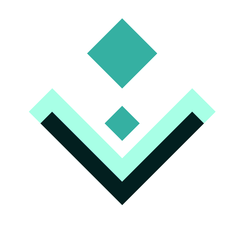 Mark in a mint and deep teal scheme