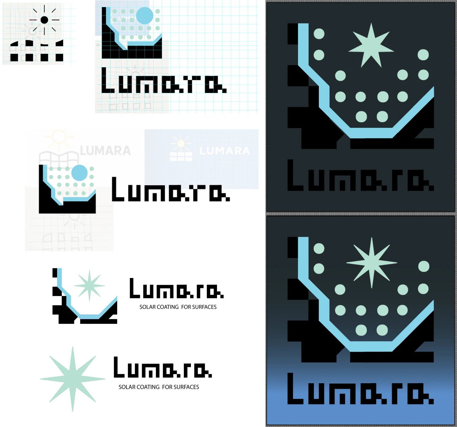 Board of every Lumara logo version to date
